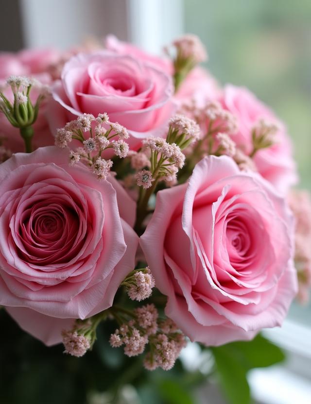 エレガントなピンクローズのブーケ