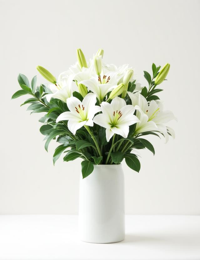 ホワイトとグリーンの爽やかなアレンジメント