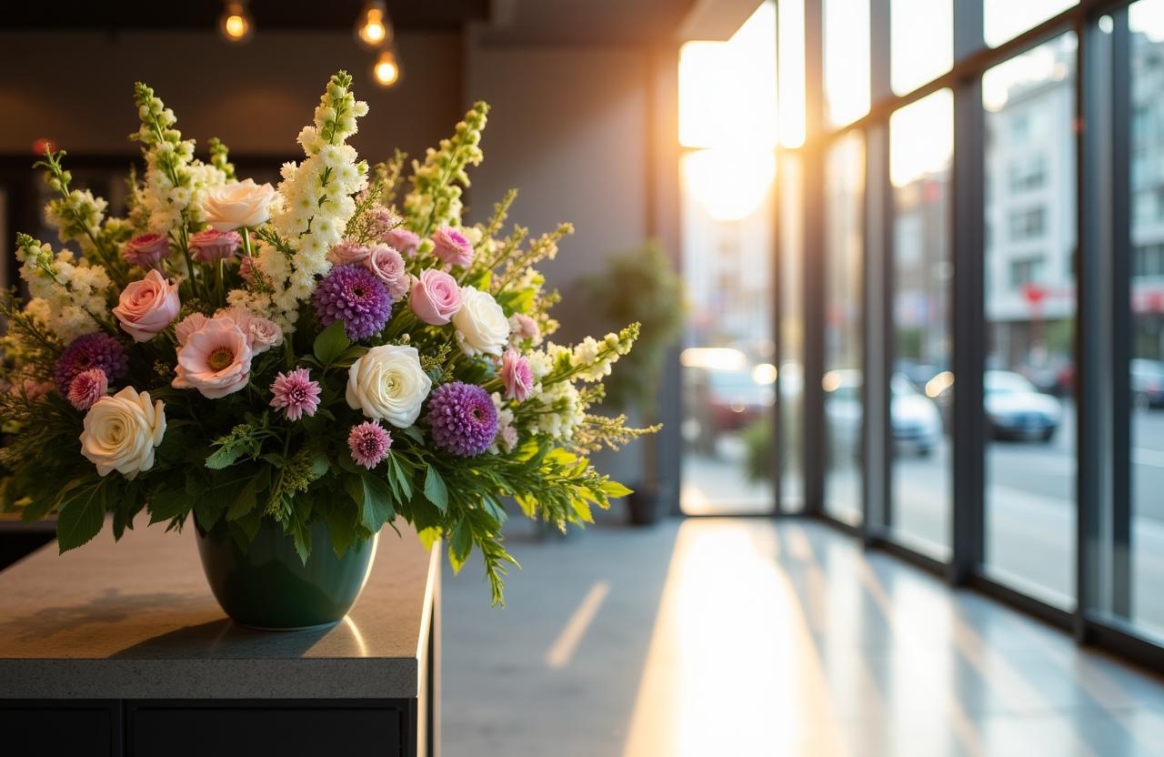 東京・港区のエレガントな店内と花々